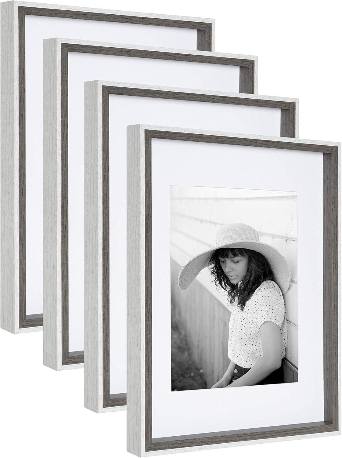 Transitional Frame Set, Set of 4, 11 x 14, White and Natural N32776