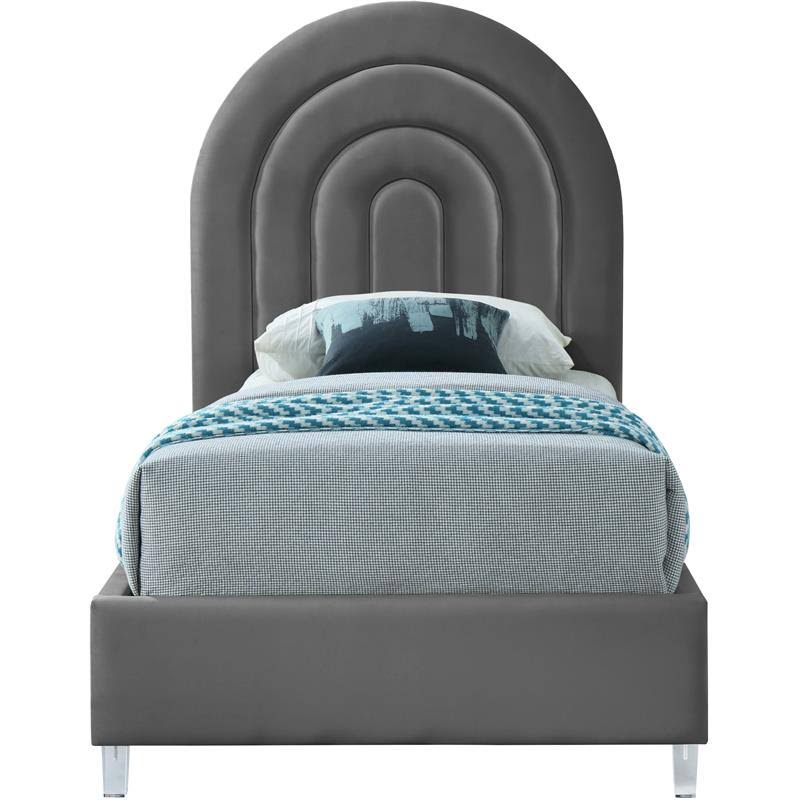Rainbow Grey Velvet Twin Bed G5190