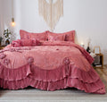 Pink Ruffled Victorian Comforter Set, Cal King A119