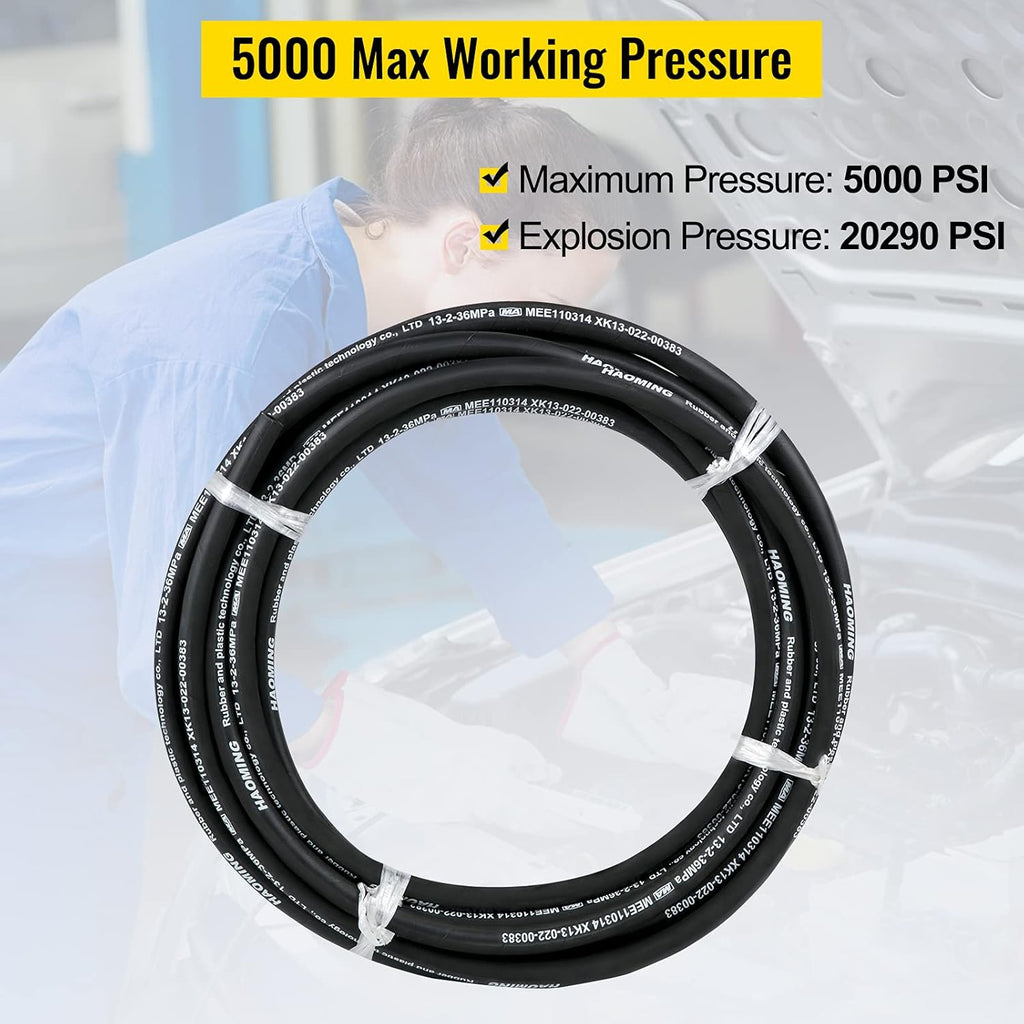 Hydraulic Hose 50 Feet 1/2 Inch 5000 PSI Pack of 2 H52084