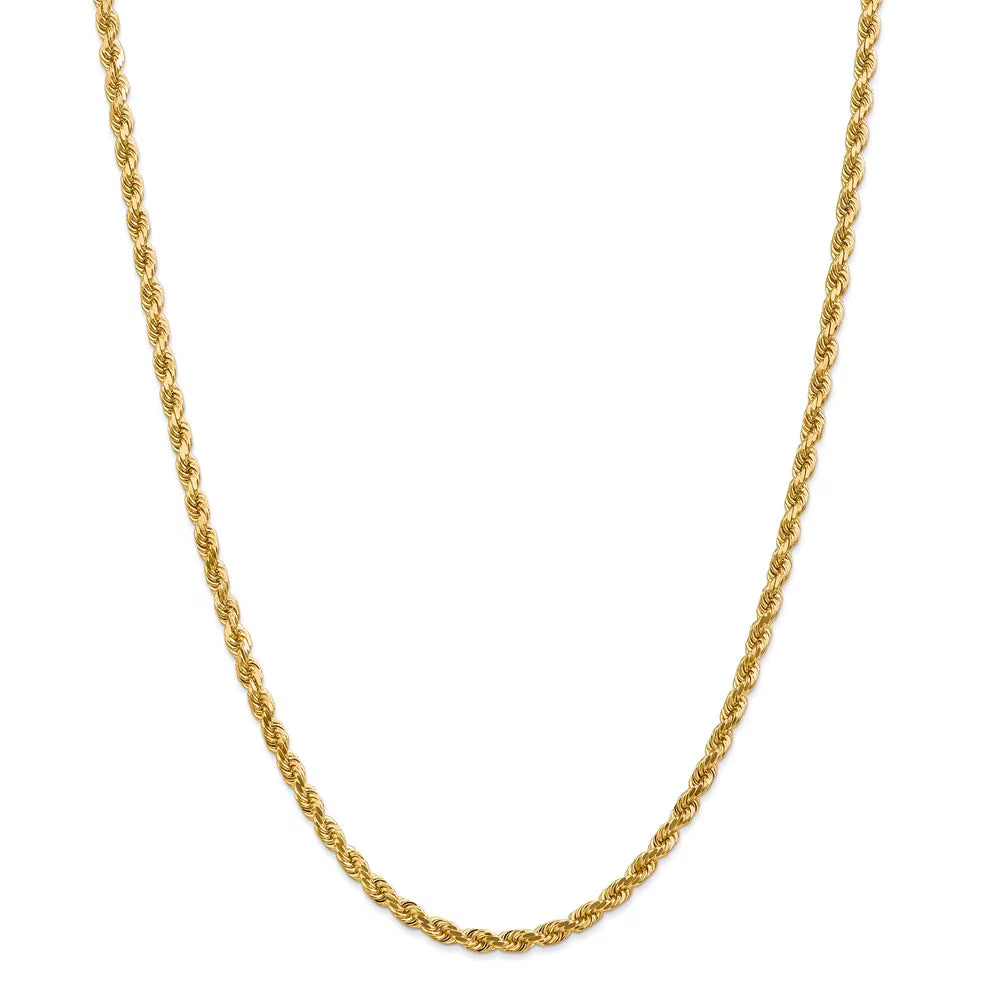 14kt Yellow Gold 4mm Diamond Cut Rope Chain with Lobster Clasp; 30 inch I438509