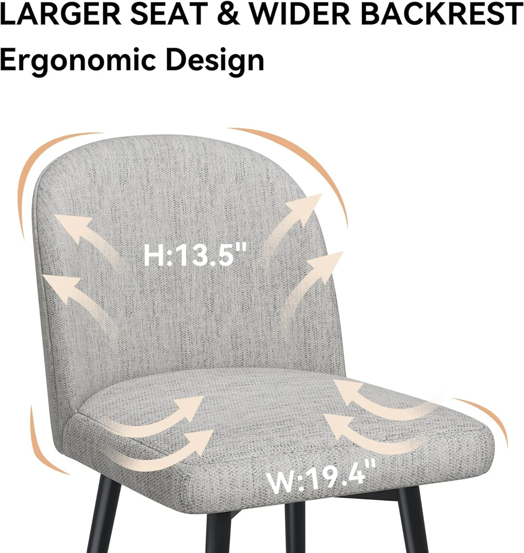 26 Inch Upholstered Bar Stools Set of 2 with Metal Legs C446