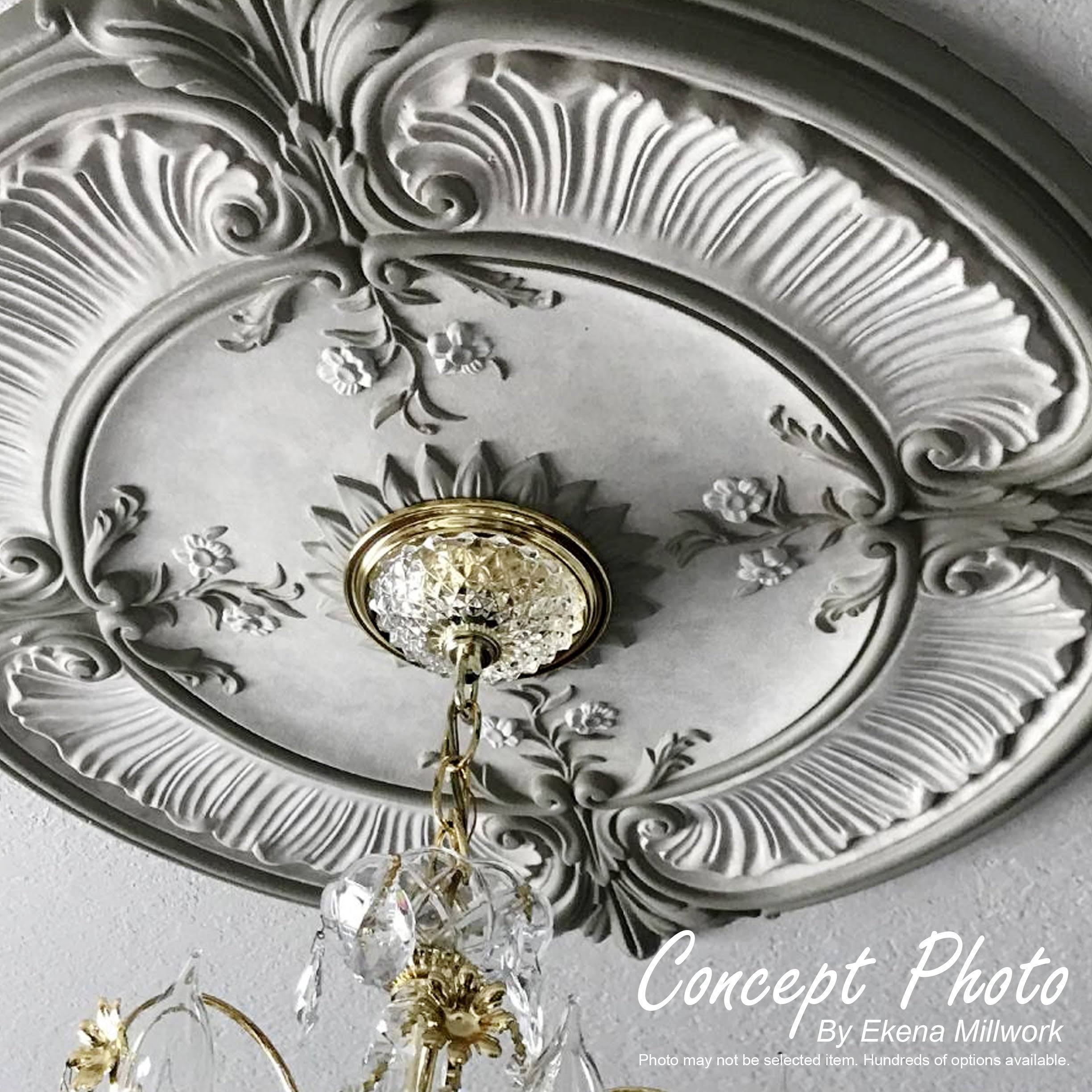 8 1/8x22OD x 4 1/8x22ID x 1/2x22P Hand-Painted Pearl White Ceiling Medallion C433817