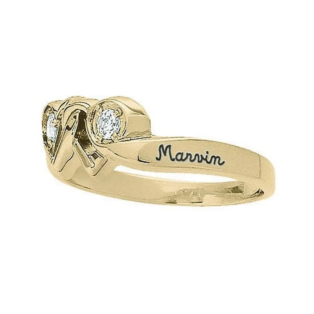 Loving Promise Ring with Diamonds in 10kt and 14kt Yellow and White Gold L943907