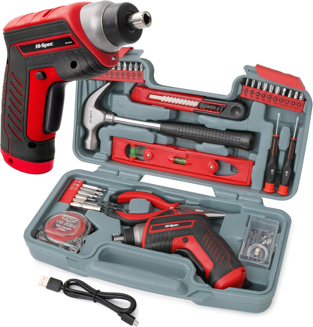 35 Piece Blue Home DIY Tool Kit with Electric Power Screwdriver F3582