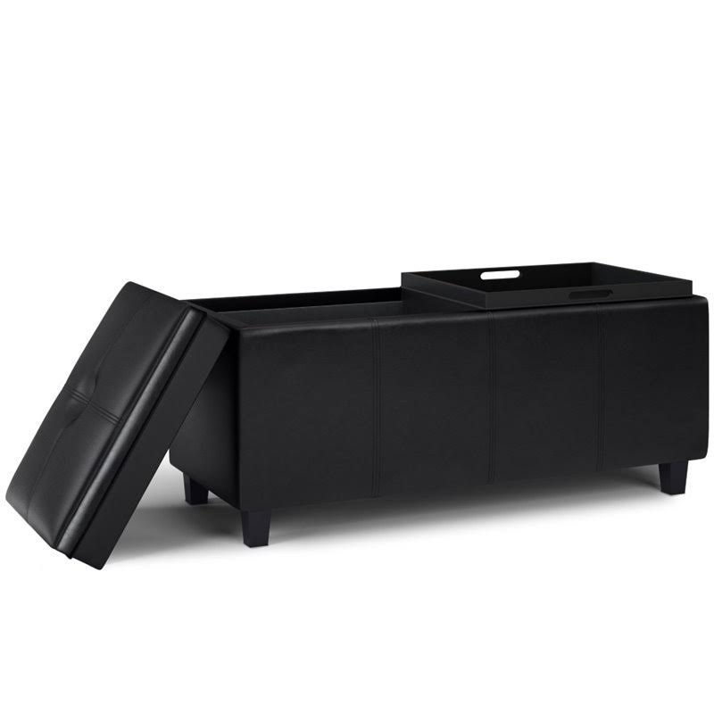 2-Tray Storage Ottoman in Midnight Black K70901