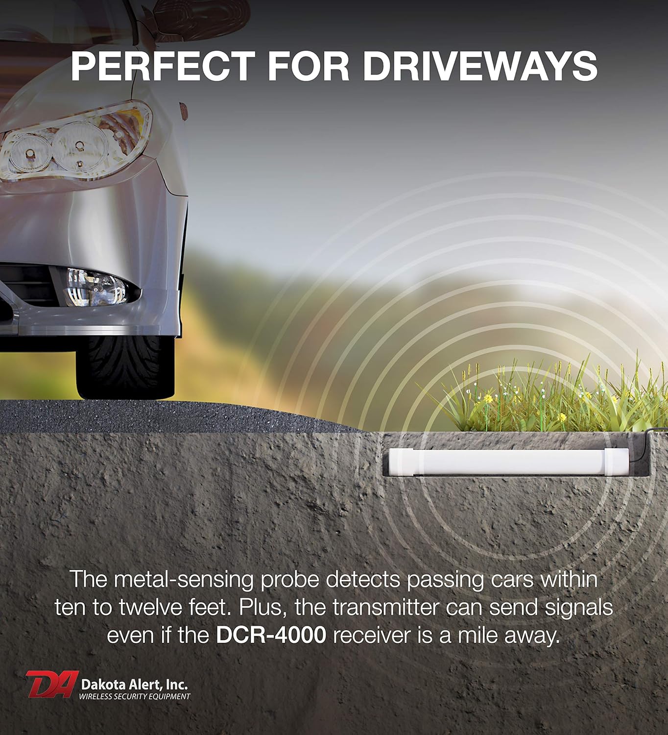 Wireless Driveway Alarm System with Vehicle Detecting Probe Transmitter C713