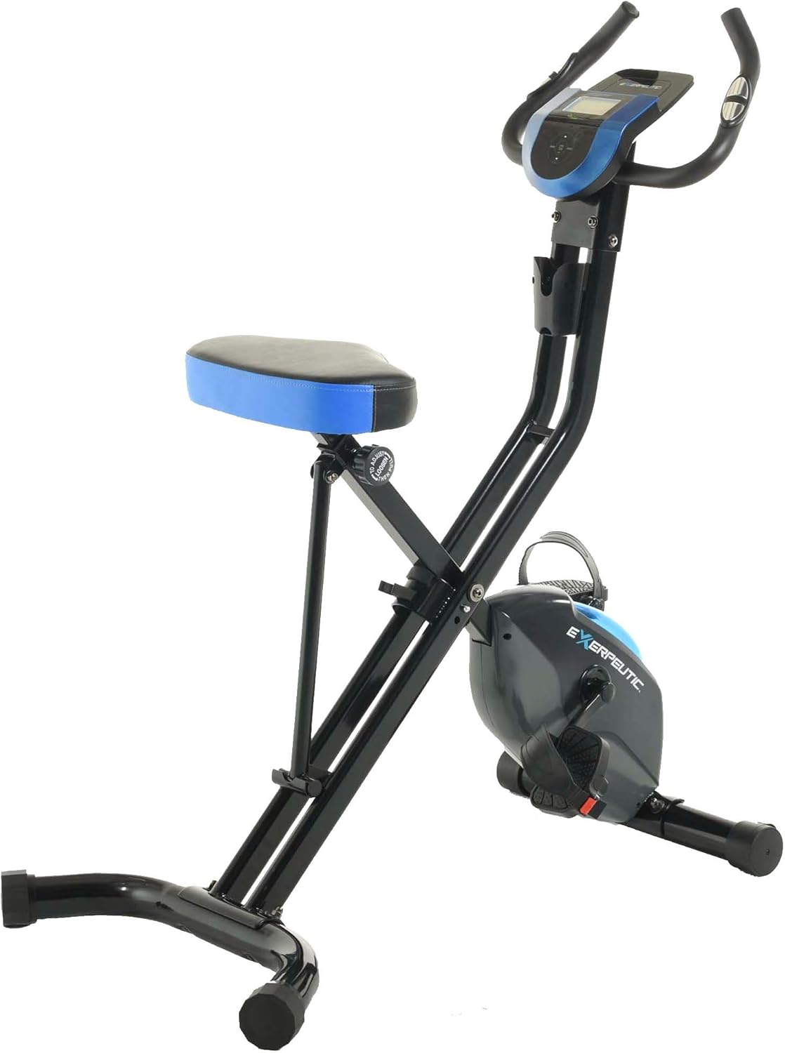 Folding Upright Exercise Bike, 400LBS, Black/Blue N88737