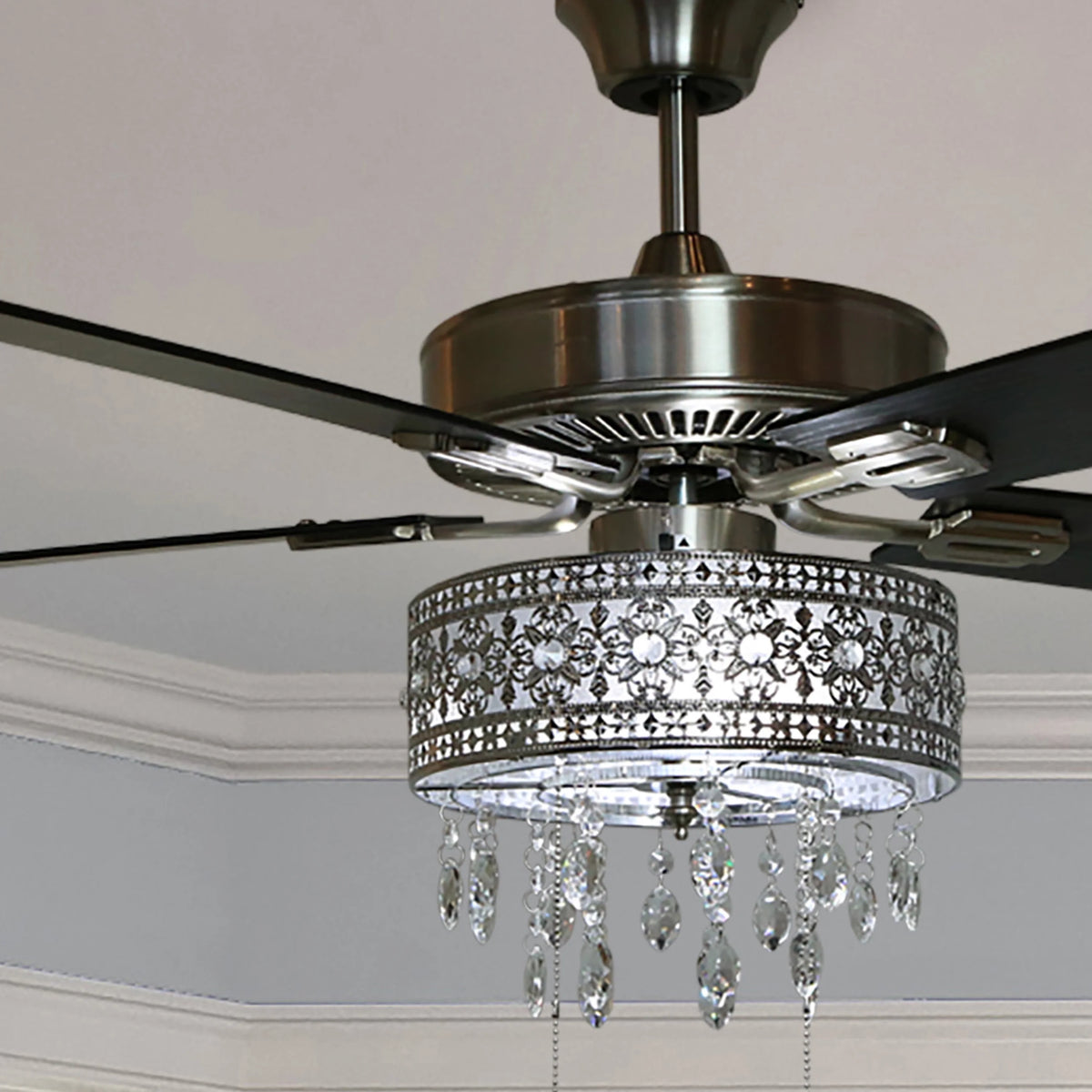 52" Crystal Chandelier LED Ceiling Fan with Light P78234