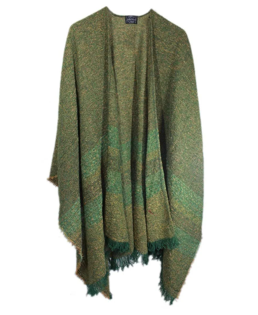 Wool Ruana Shawl Wrap Poncho 85% Lambswool Blend Cape O8899