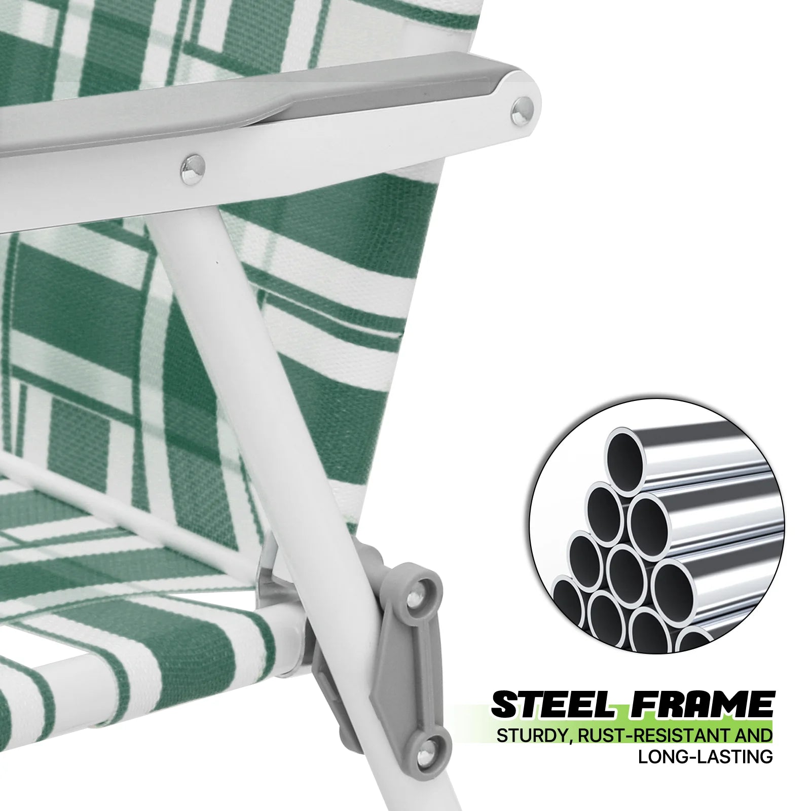 Dark Green 2 Pieces Folding Beach Chairs with Armrests X519295