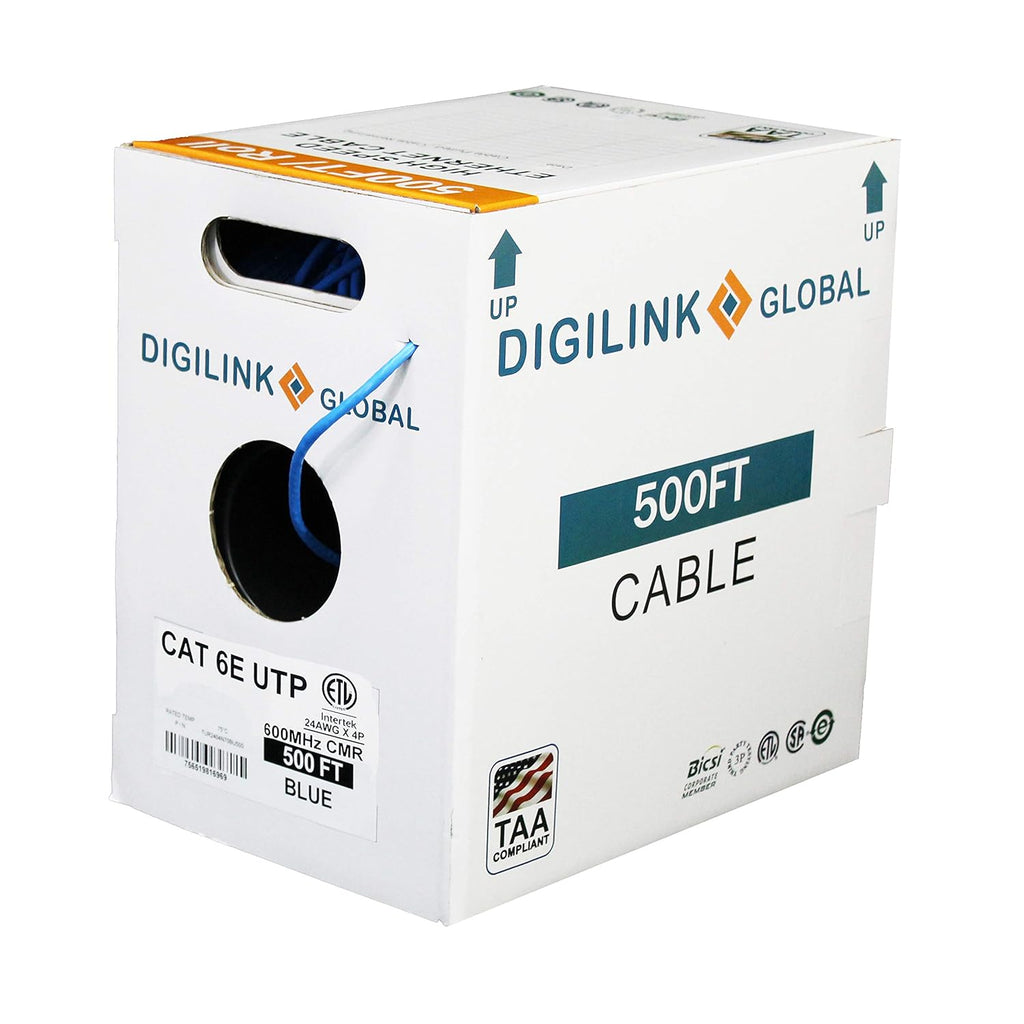 Bulk Ethernet Cable Blue 1000ft UTP 24AWG Solid Bare Copper Y284