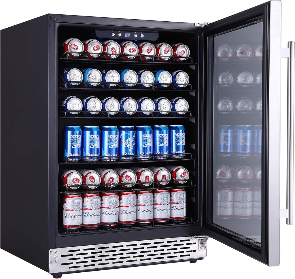24 Inch 175 Can Built-in Beverage Cooler Refrigerator with Glass Door T182311