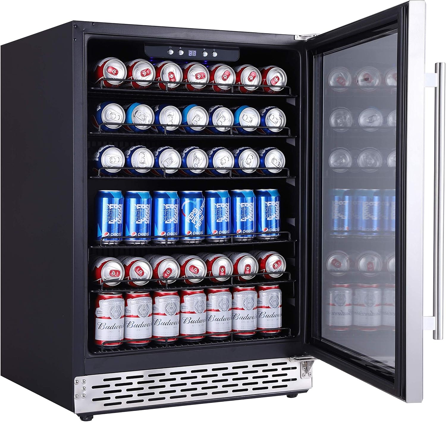 24 Inch 175 Can Built-in Beverage Cooler Refrigerator with Glass Door T182311