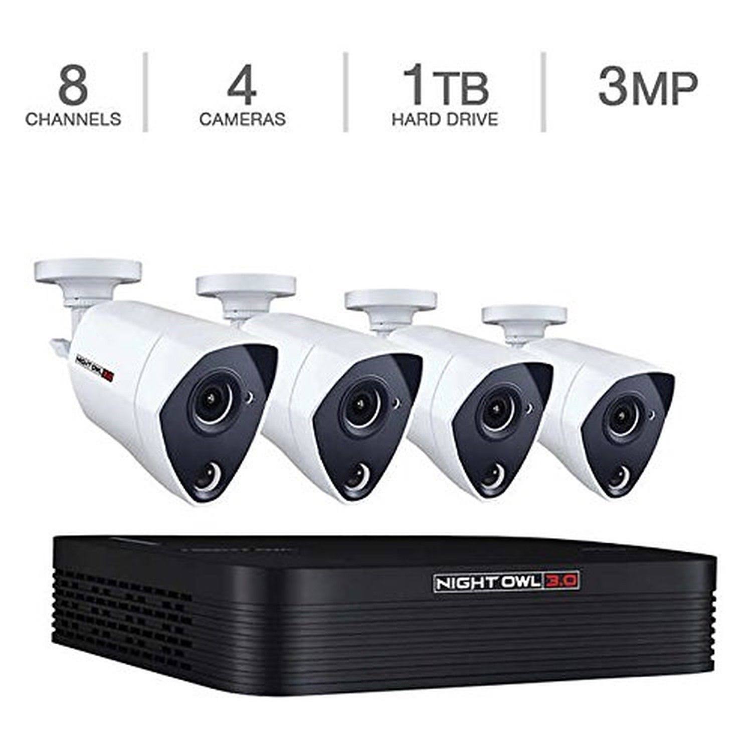 4-Piece Wired Infrared 8-Channel Camera Security System - 1 TB - 3 MP I904