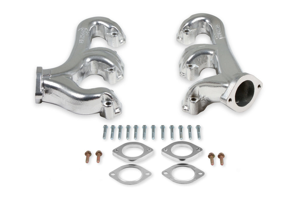 Cast Iron Exhaust Manifolds 2-1/2" Outlet Silver Ceramic Coated W1773