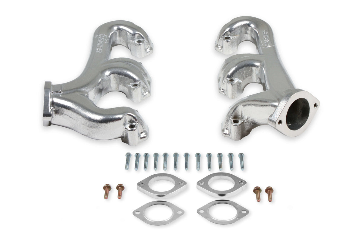 Cast Iron Exhaust Manifolds 2-1/2" Outlet Silver Ceramic Coated W1773
