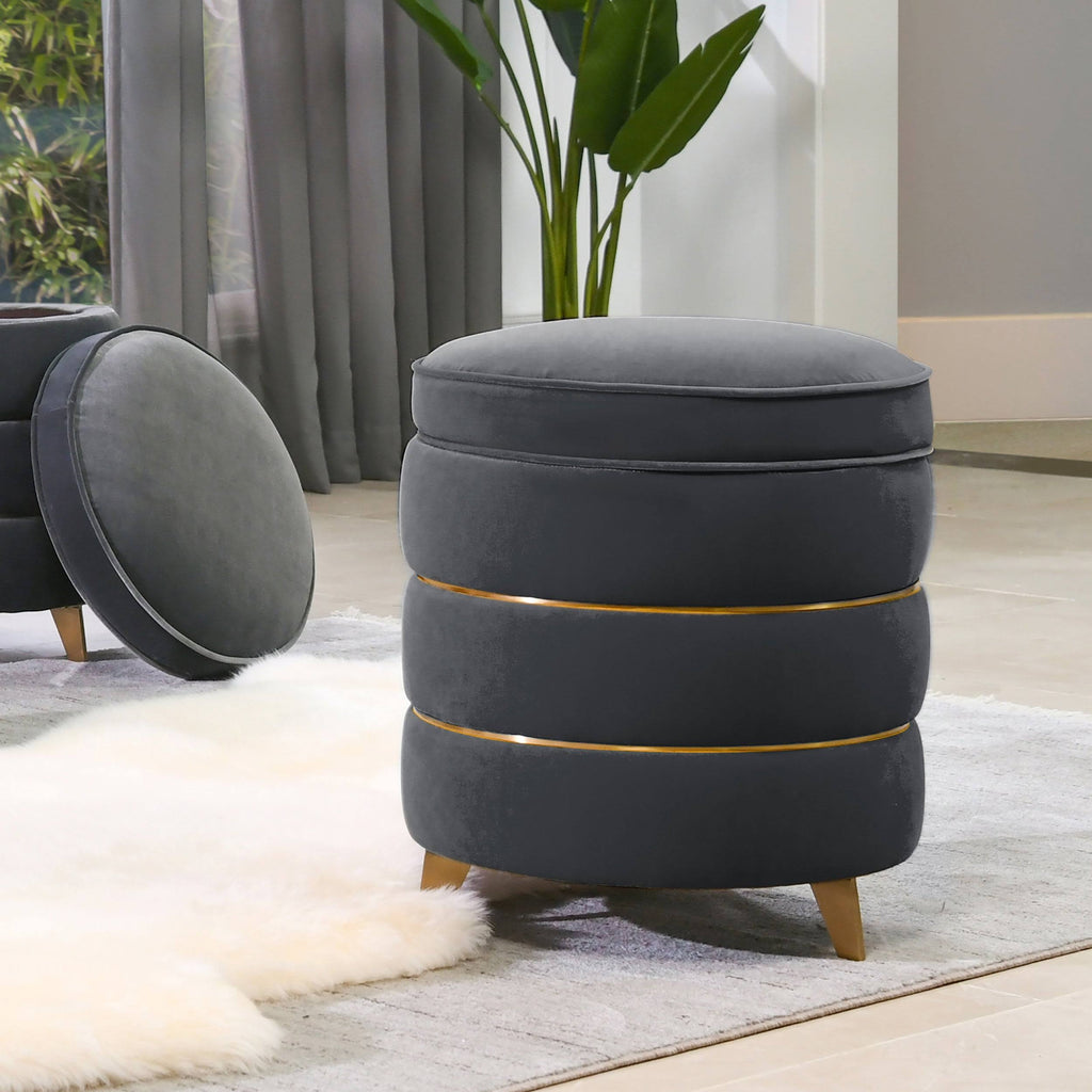 Round Accent Storage Ottoman T573