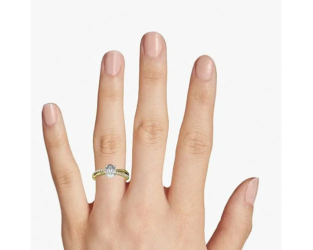 18K Yellow Gold Oval Diamond Wedding Ring H962646