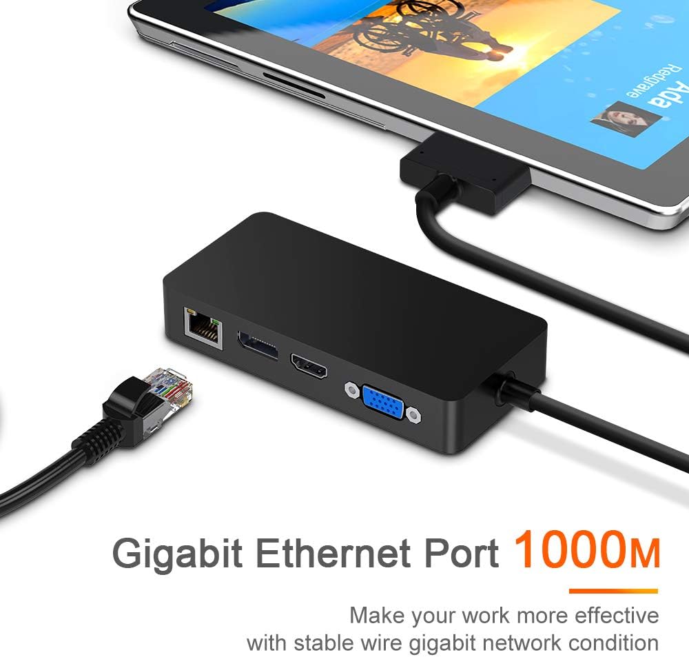 Surface Pro Dock with Gigabit Ethernet, 4K HDMI, 3xUSB 3.0, USB C, SD/TF Card Slot H297630