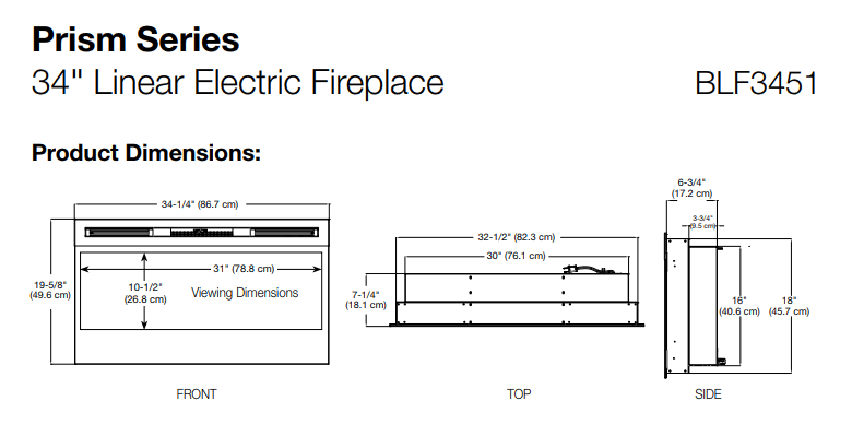 Wall Mount Electric Fireplace L202365