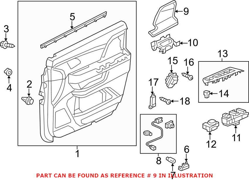 Armrest Assembly L Front Door Lining Graphite Black H1467
