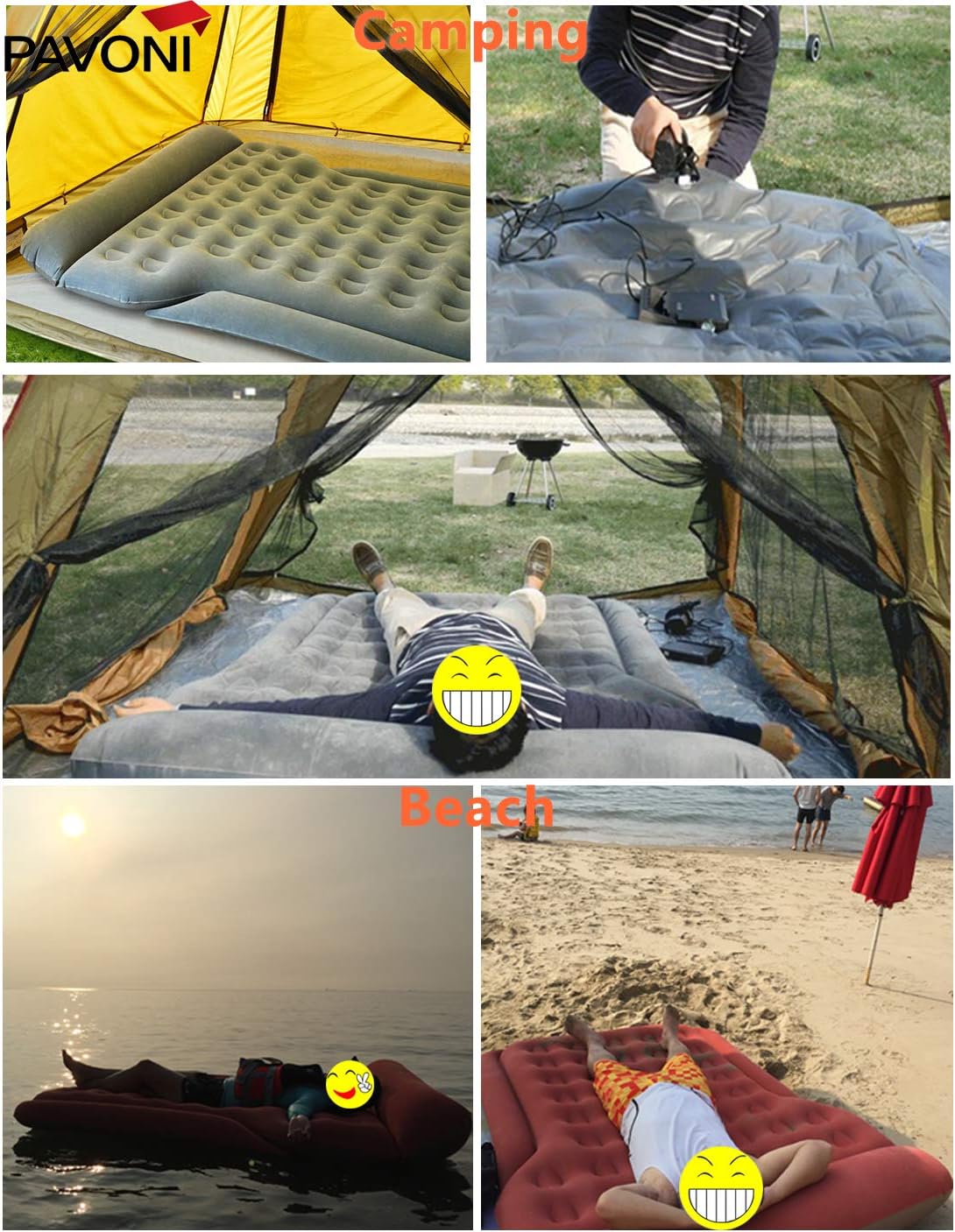 Car Inflatable Air Camping Mattress Pad with Electric Mattress Pump, Towel, Repair Patches & Storage Bag Y966453