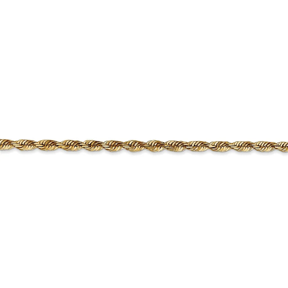 14kt Yellow Gold Diamond Cut Rope Chain 24 inch Lobster Clasp C536