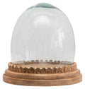 Recycled Glass Cloche on Hand-Carved Mango Wood Base, Set of 2 Pieces P62933