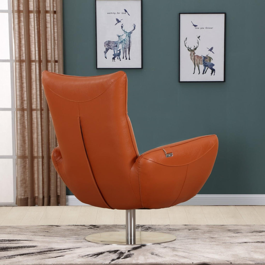 Italian Top Grain Leather Swivel Lounge Chair R348401