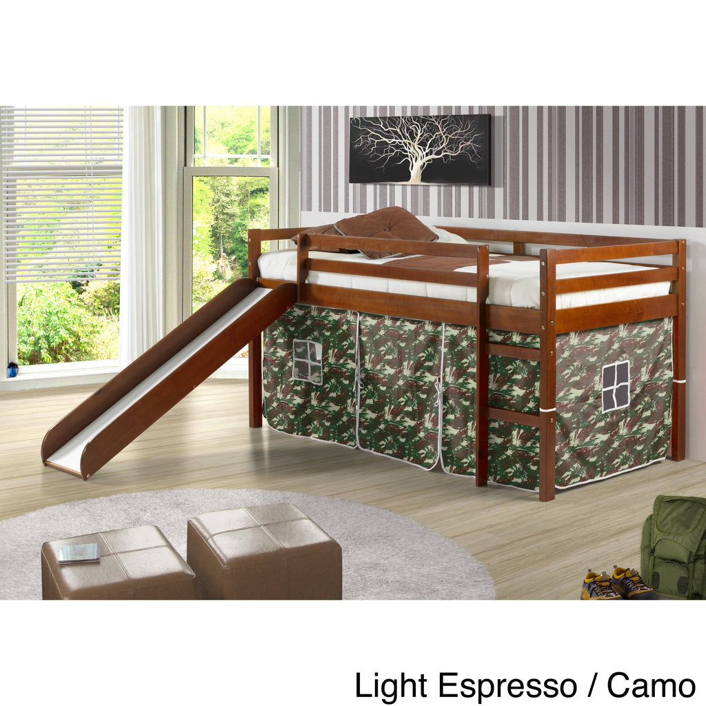 Twin Tent Loft Bed, Espresso/Pink B5676
