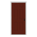 34 in. x 80 in. 6-Panel Red Painted Steel Prehung Right-Hand Outswing Front Door with Brickmould N71069