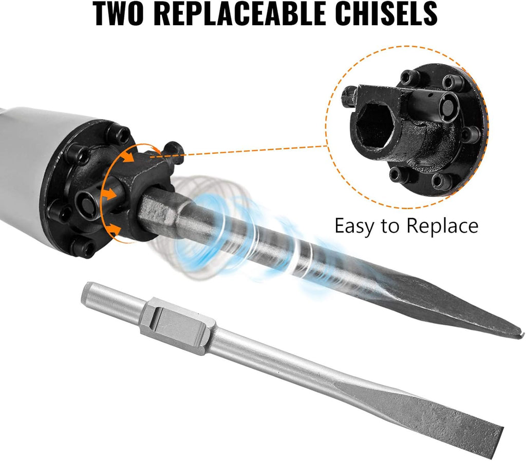 3500W Electric Demolition Hammer Concrete Breaker with Flat Chisel Bull Point Chisel U1772