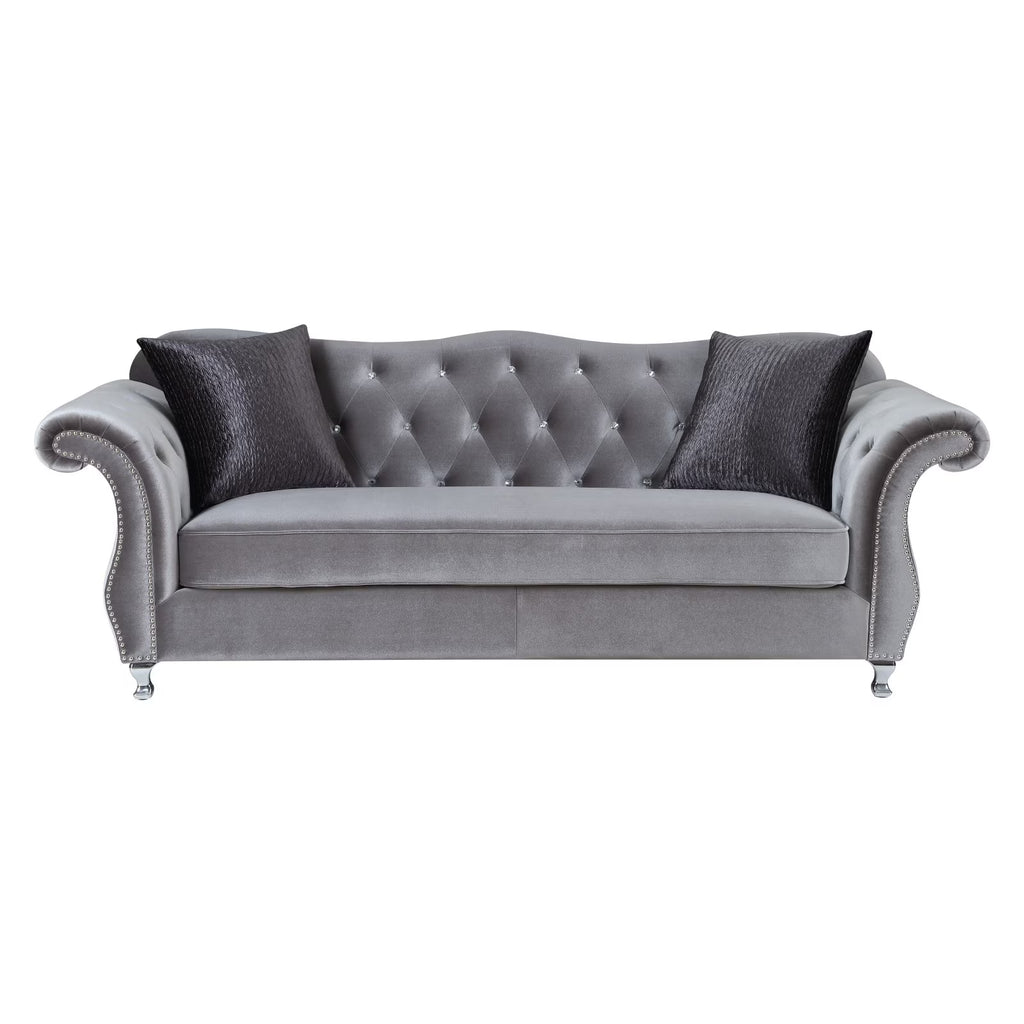 Silver Button Tufted Sofa P529