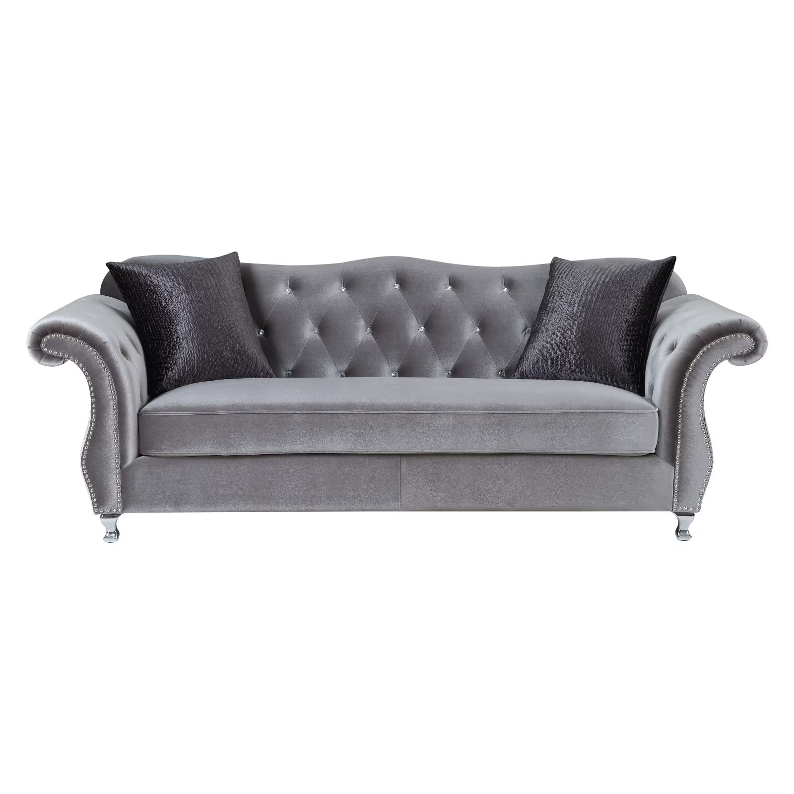 Silver Button Tufted Sofa P529