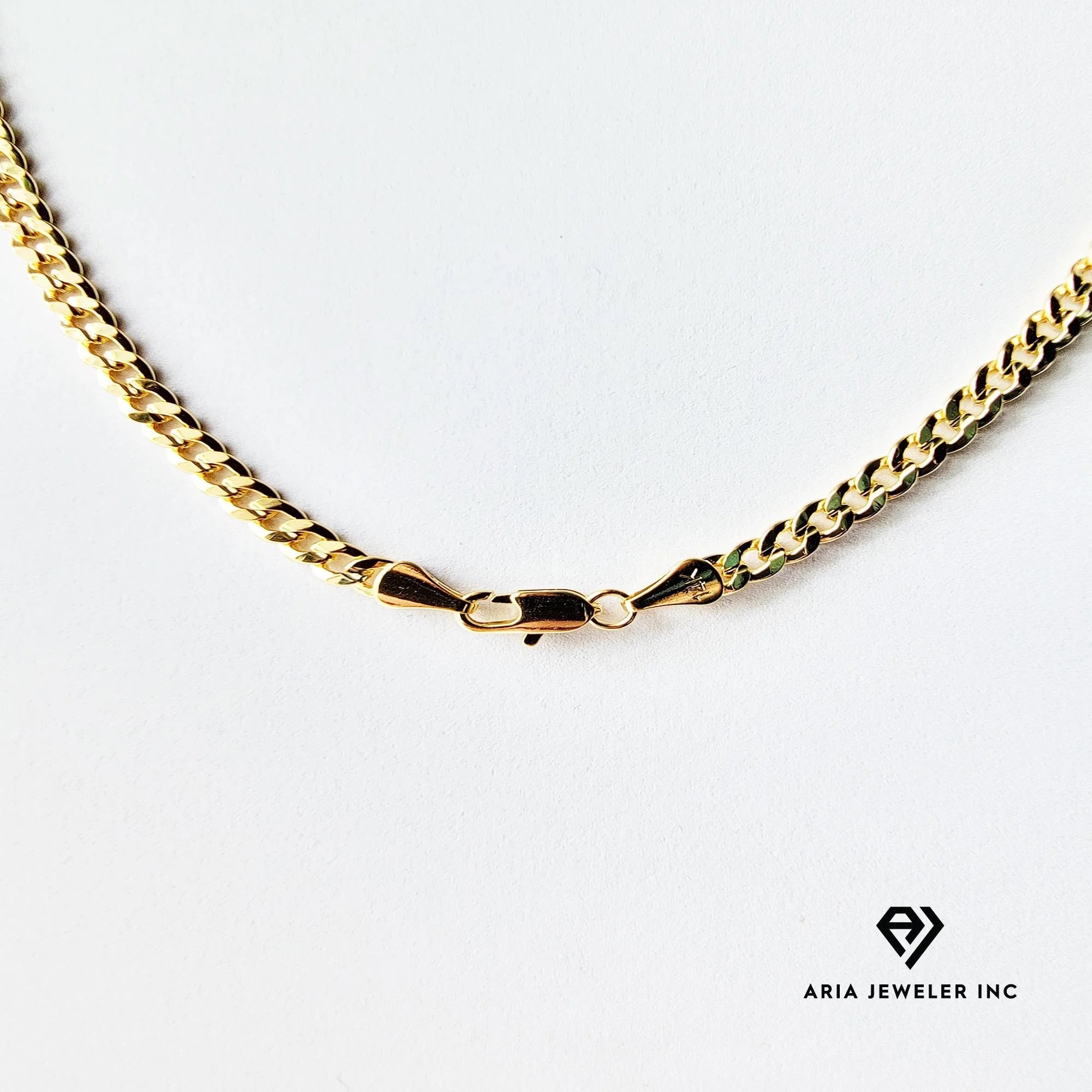 14k Bonded Gold Necklace with Rose Cross Pendant, 14K Cuban Chain Necklace U33659