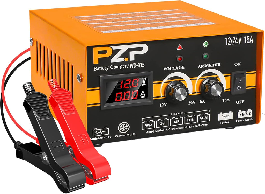 12V/24V Manual Battery Charger Maintainer Trickle Charger D346478