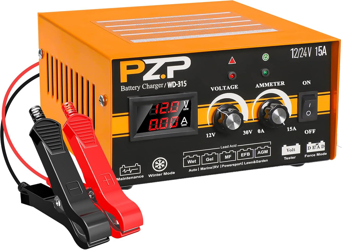 12V/24V Manual Battery Charger Maintainer Trickle Charger D346478