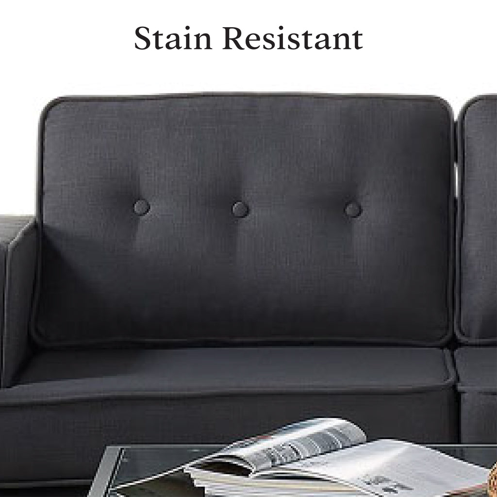 Grey Fabric L-Shaped Sectional with Left Chaise W9541