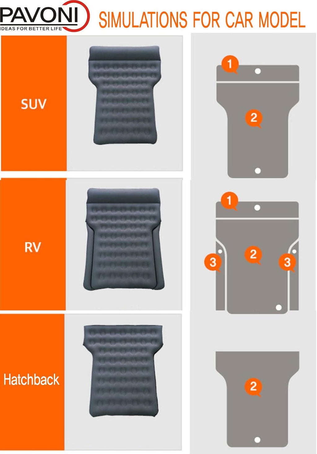 Car Inflatable Air Camping Mattress Pad with Electric Mattress Pump, Towel, Repair Patches & Storage Bag Y966453