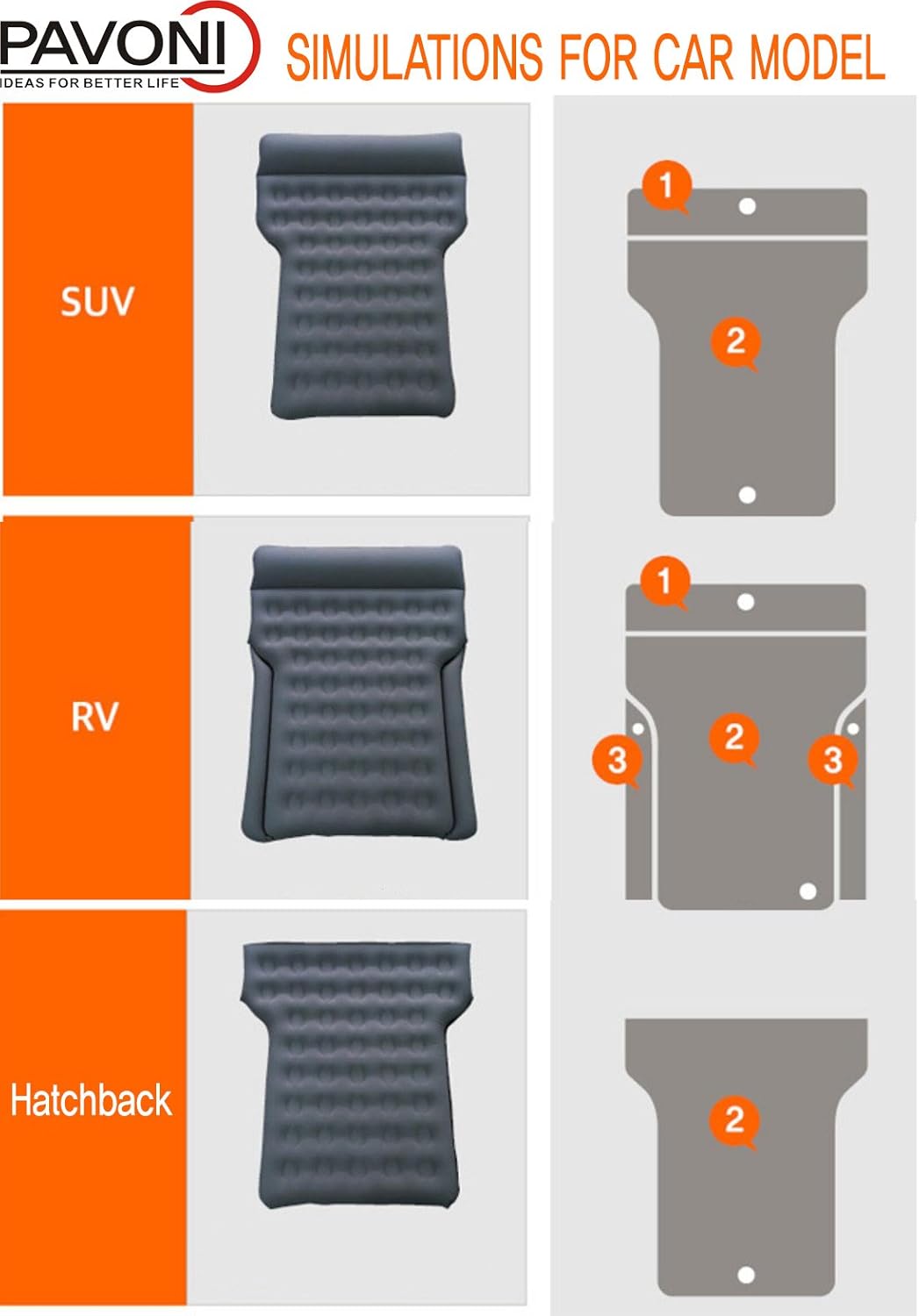 Car Inflatable Air Camping Mattress Pad with Electric Mattress Pump, Towel, Repair Patches & Storage Bag Y966453