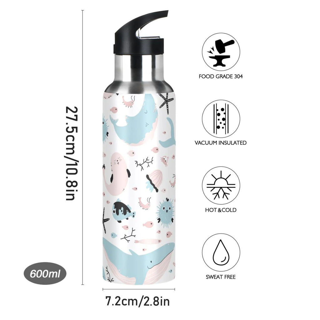 Stainless Steel Insulated Vacuum Flask Water Bottle with Straw Lid G68000