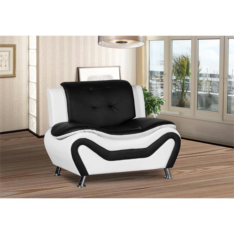 Faux Leather Club Chair in Black and White H370724