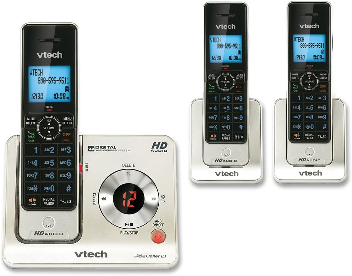 Silver DECT 6.0 Expandable Cordless Phone with Answering System, 3 Handsets F26530