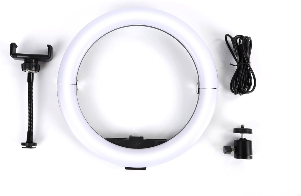 10 Compact Foldable Dimmable LED Video Ring Light Kit with Phone Holder and Light Stand L59670