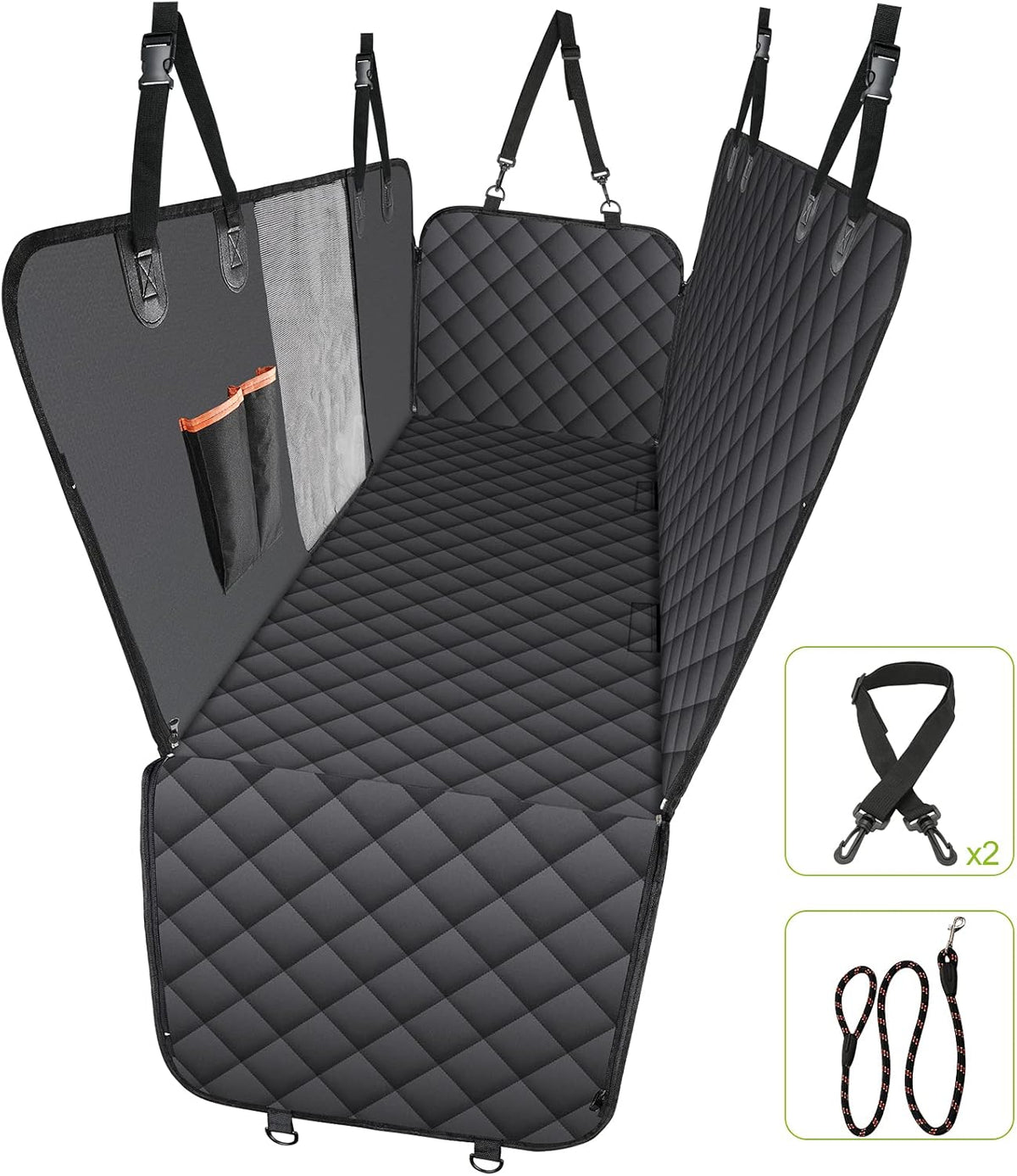 Waterproof Nonslip Dog Seat Cover with 2 Seat Belts and a Pocket C583