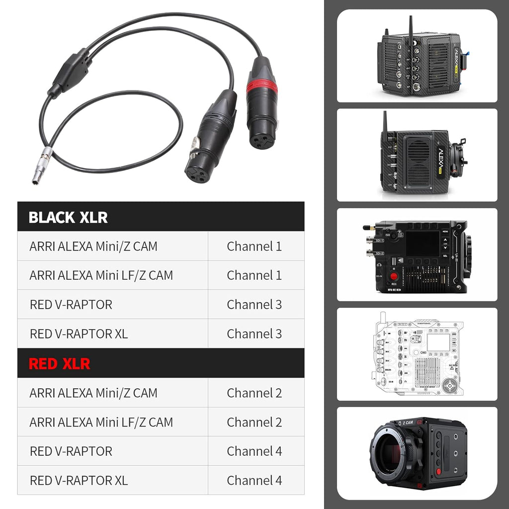 XLR 3 Pin Female to 5 Pin Male Dual Channel Audio Cable 15 inches R99465
