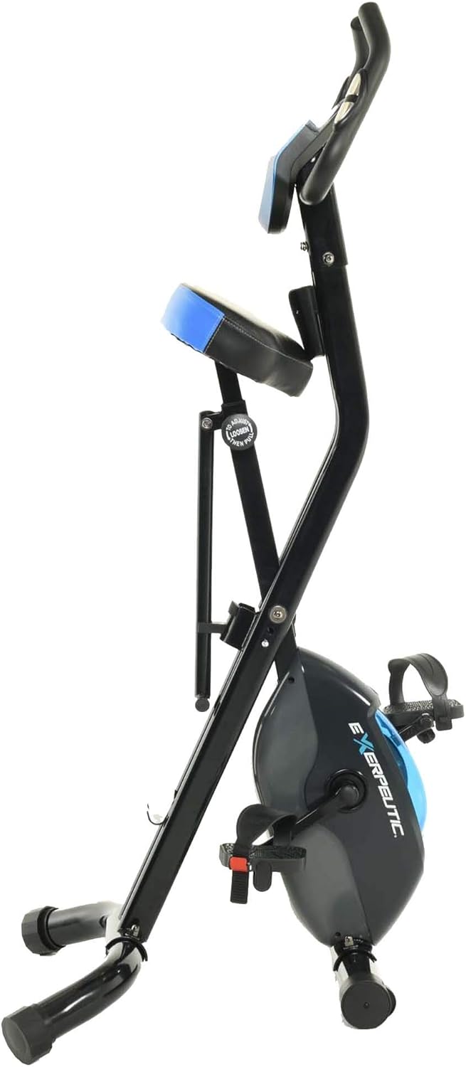 Folding Upright Exercise Bike, 400LBS, Black/Blue N88737