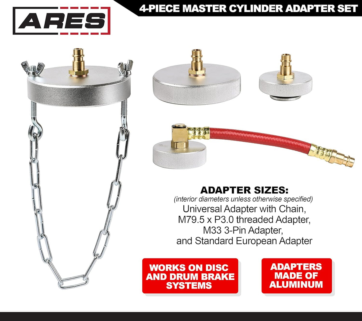 4-Piece Master Cylinder Adapter Set for Brake Fluid Filling J8213