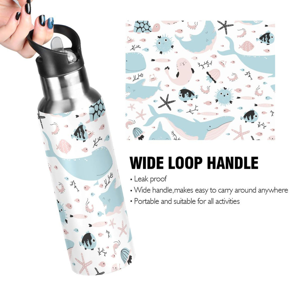 Stainless Steel Insulated Vacuum Flask Water Bottle with Straw Lid G68000